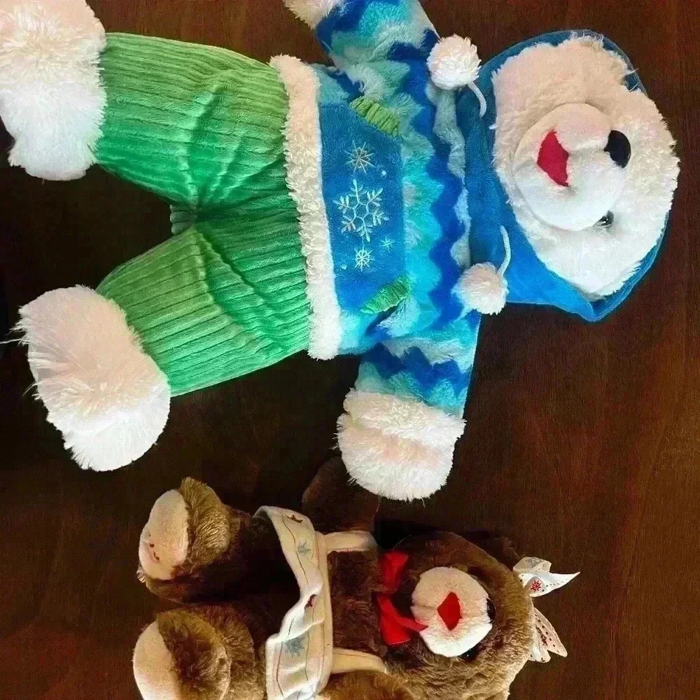 Lot Of 2. 2016 DanDee Christmas Snowflake Teddy Bear Plush Stuffed Animal Toy